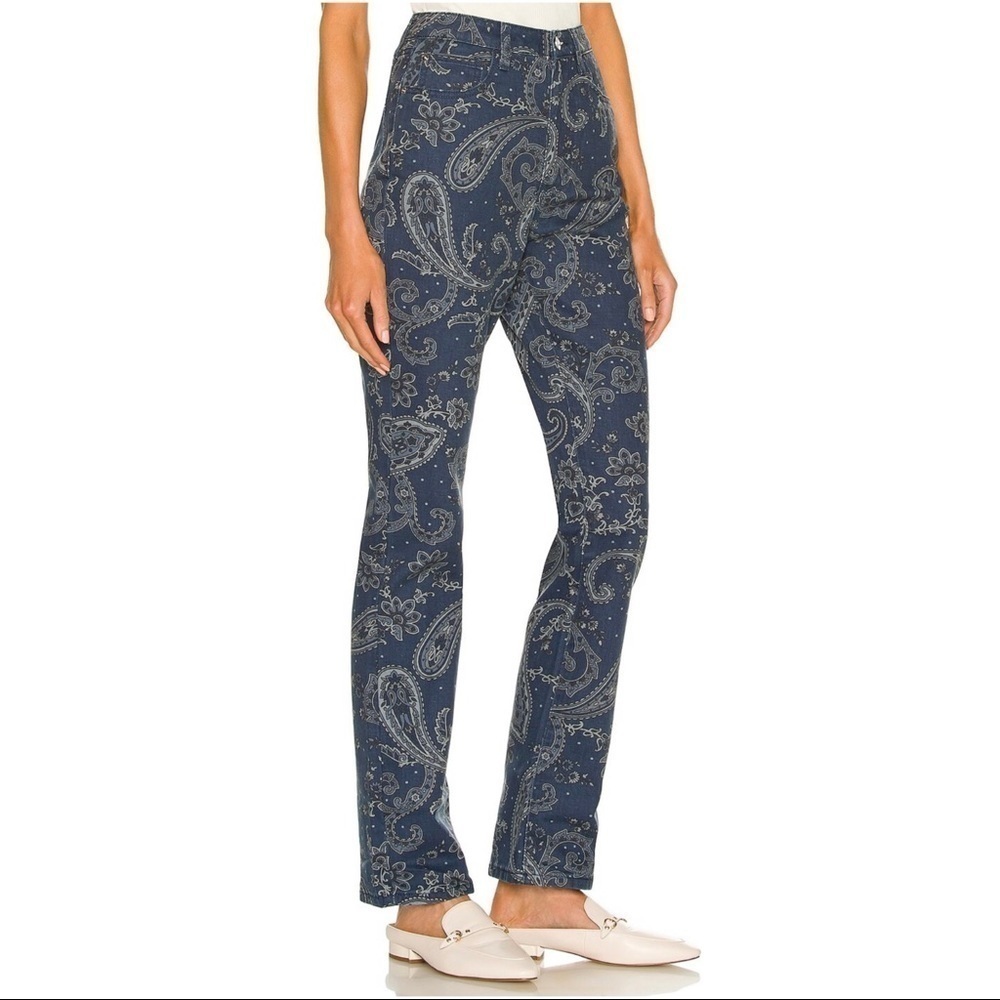 WeWoreWhat Revolve The Icon Jean in Paisley - Night 100% Cotton Sky Sz. 24 - Picture 5 of 14